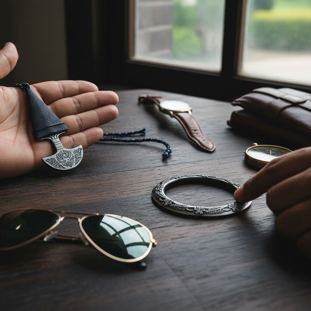 Sikh Locket and Deep Engraved Kada Combo Deal